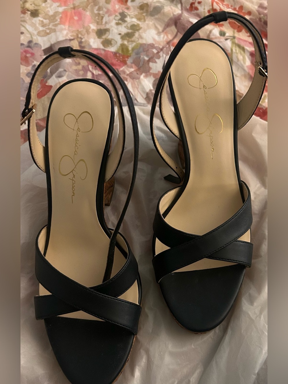 Jessica Simpson Black Crisscross Slingback Heels size 8